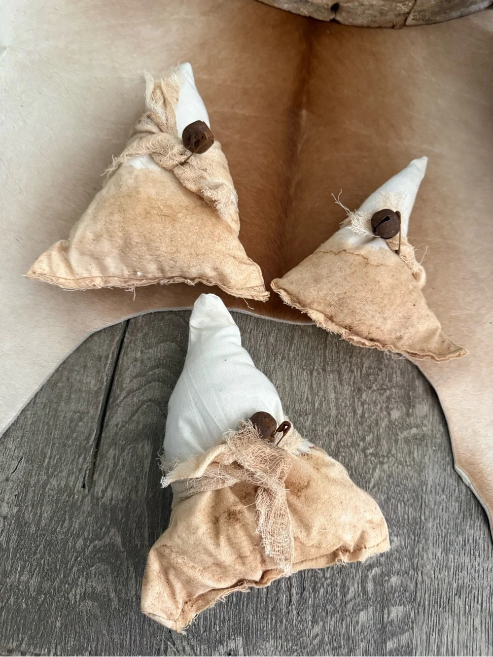 Hand Crafted Primitive Rustic Cream and Tan Candy Corn Set